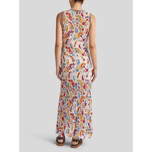 Etro Paisley Macrame Long Dress in Multi Color IT 44 US 8 - Picture 2 of 4